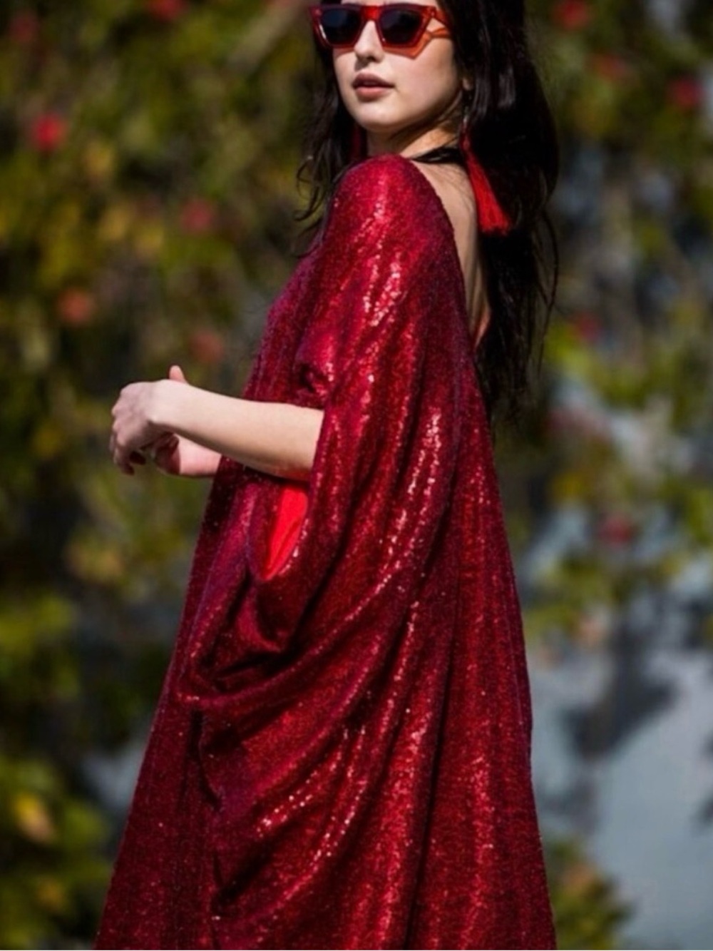 Jennafer Grace Sequin V-Neck Kaftan Dress in Rose Gold - Picture 6 of 9